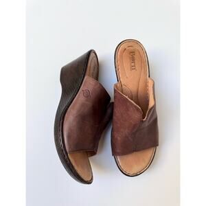 Born Hand Crafted Footwear Partial Leather Mini Wedges Women's 8M